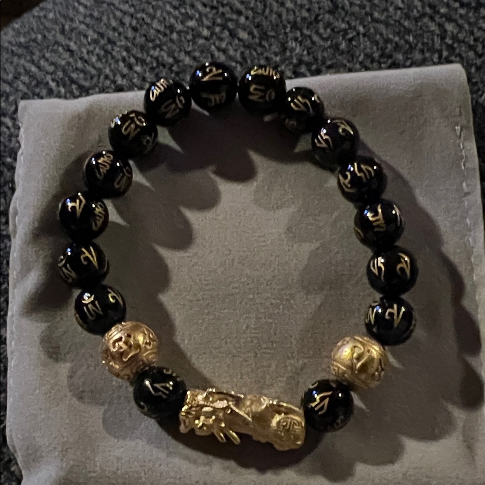 Buddha Power Authentic Feng Shui Black Obsidian Wealth Luck Bracelet